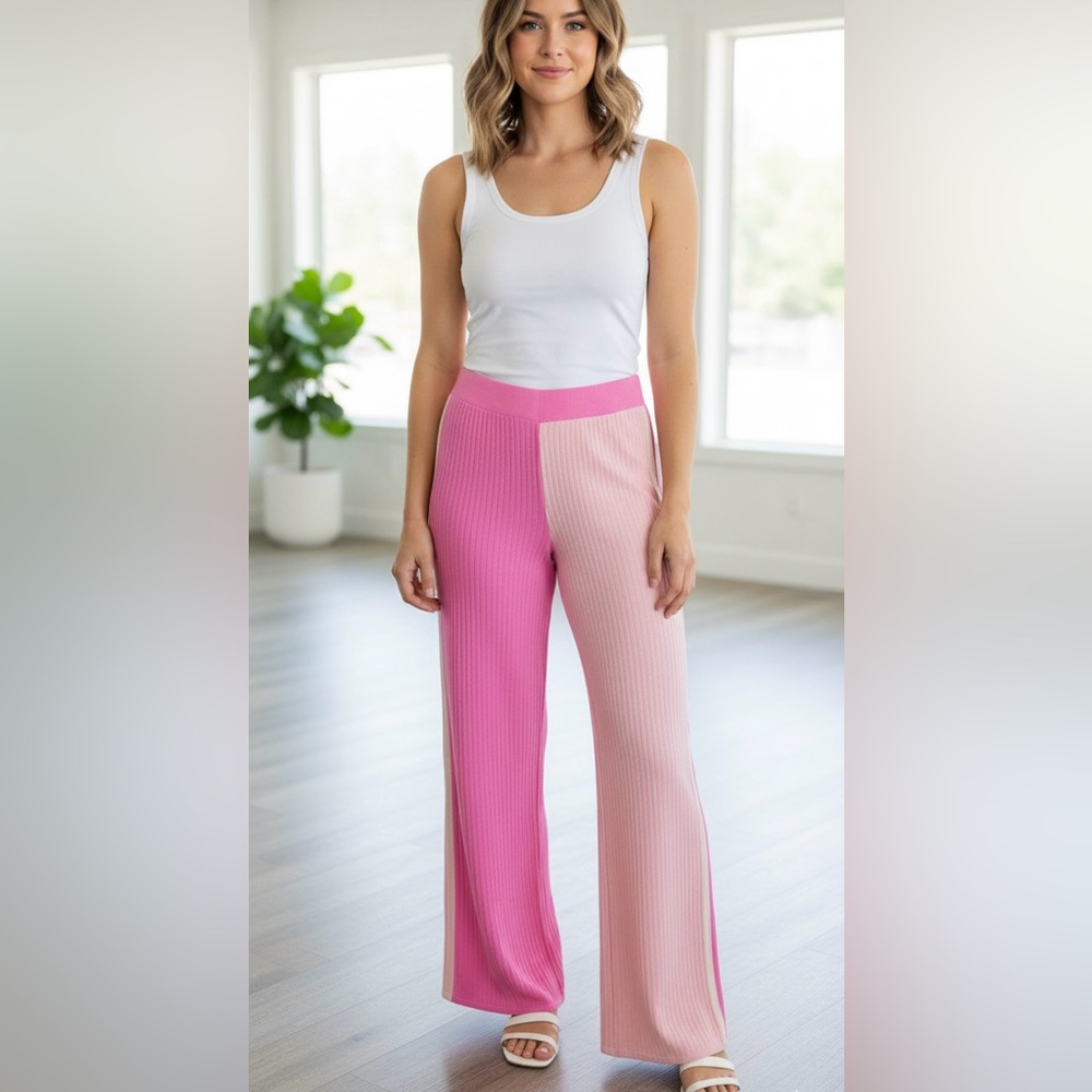 PrettyLittleThing Pink Ribbed Pajama Bottoms
